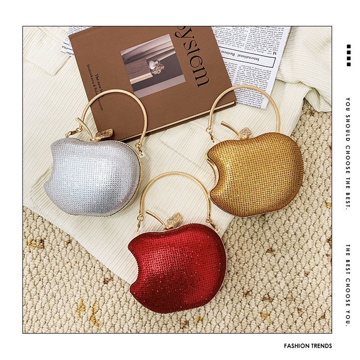Bolsa de cena de dama de explosión transfronteriza bolsa de moda de manzana bolsa de mano de comercio exterior de lujo ligera cadena de diamantes acrílico bolsa de cena