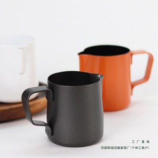 Coffee Latte Art Cup 304 Stainless Steel Milk Jug with Pointed Spout, Latte Art Jug with Round Spout, Milk Frother with Scale, Large Capacity Cup