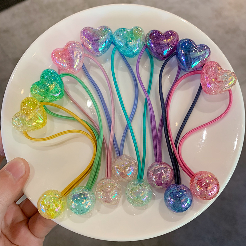 19g Weight Hair Tie Hair Accessories Type 2 pairs Quantity Casual, Daily Occasion Acrylic Material Heart Shape, Horse Pattern All Seasons Season Kid'S, Women's Gender Sweet Style Sweet Kid'S Women's Heart Shape Horse Acrylic Hair Tie 无