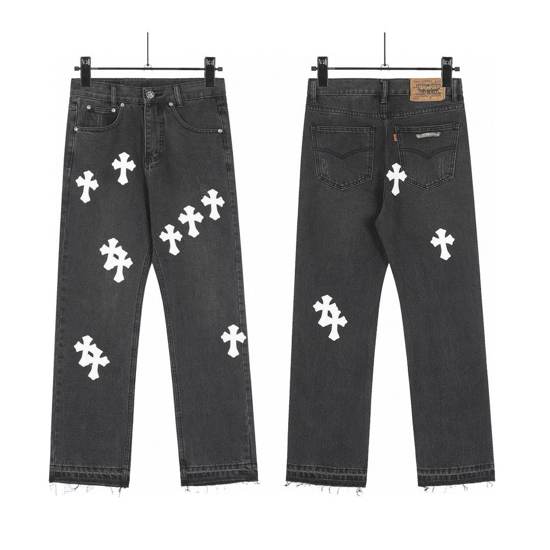 8047 pantalones negros cruzados blancos / S