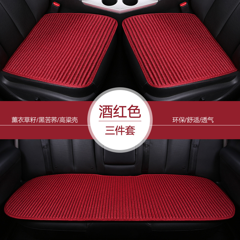 Universal Car Seat Cushion Summer Cool Breathable Four Seasons Universal Five-Seat Cushion Truck Rear Row Linen Butt Cushion Cool Cushion Three-Piece Set (Seat cushion, seat cover) - linen-single-driver