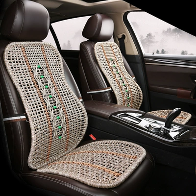 Truck Cushion Steel Pipe One-piece Hand-woven Car Lumbar Hard Waist Protection Backrest Summer Cool Cushion Car Office Seat (Cool pad) - 1-waist-1-cushion-fish-pattern-warm-rice