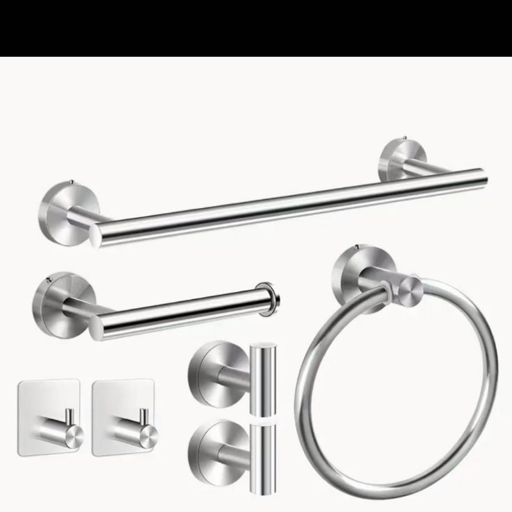Cross-border 304 barra de toalla de acero inoxidable conjunto negro sin perforación de baño accesorios de baño gancho de toallas de baño