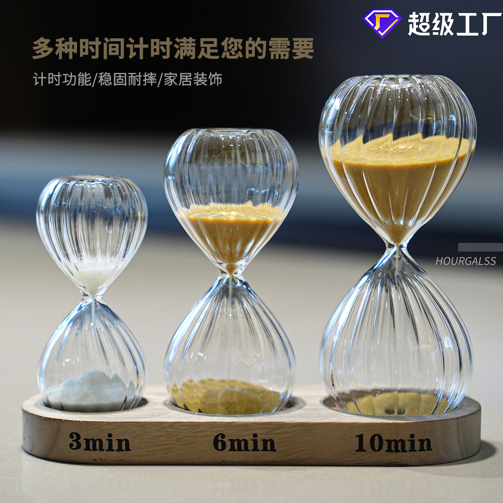 Set creativo reloj de arena 3 6 10 minutos combinación temporizador ins moda decoración del hogar artesanía de vidrio image 1