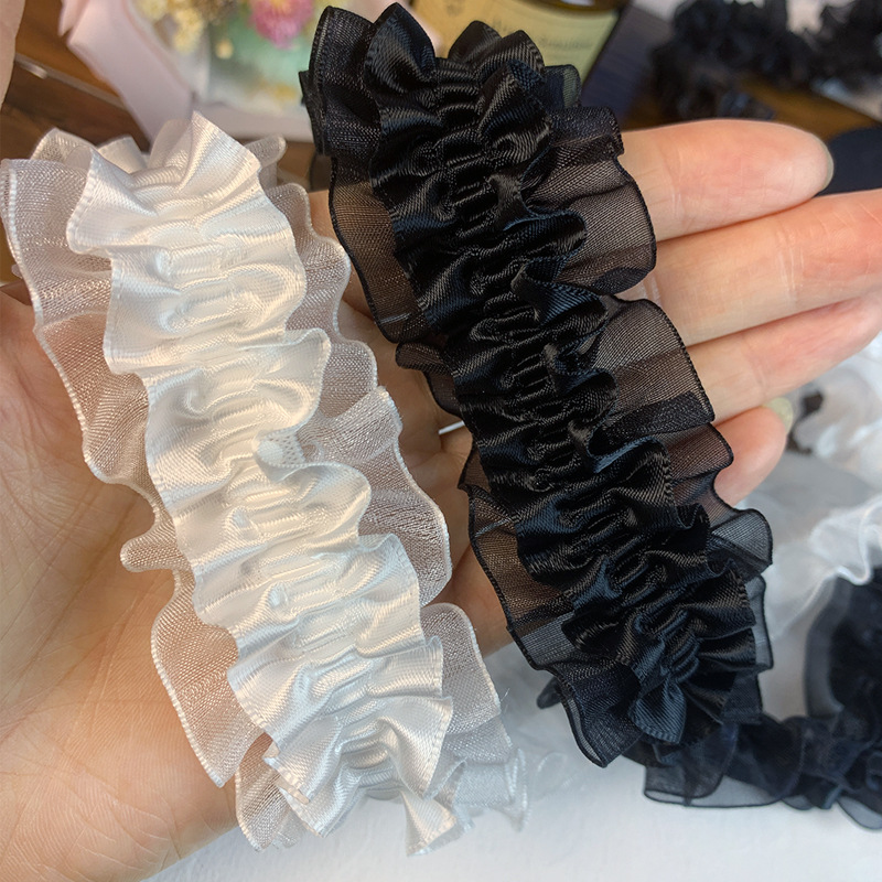 小香风双层粉色弹力蕾丝衣服花边辅料装饰手工diy材