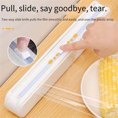 跨境新款創意廚房用品工具保鮮膜切割器分割器可調節收納切割盒