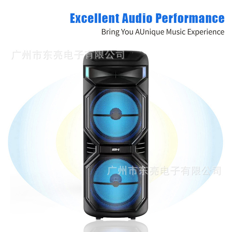 爆款双15寸扬声器大音箱广场舞户外便携式无线K歌双麦圆形桶音响|undefined