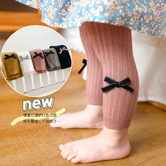 2022春夏新款蝴蝶結豎條九分襪褲女童連體褲日系小清新兒童襪褲