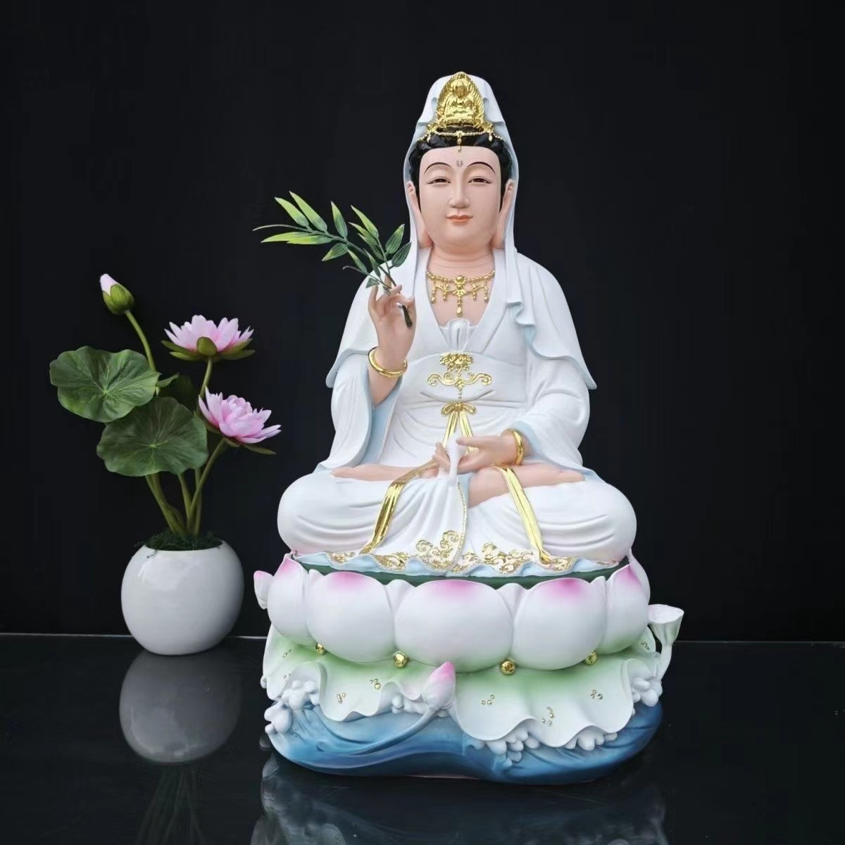 观音菩萨观音娑婆三圣供奉全堂佛仿陶瓷树脂佛像摆件厂家批发神像