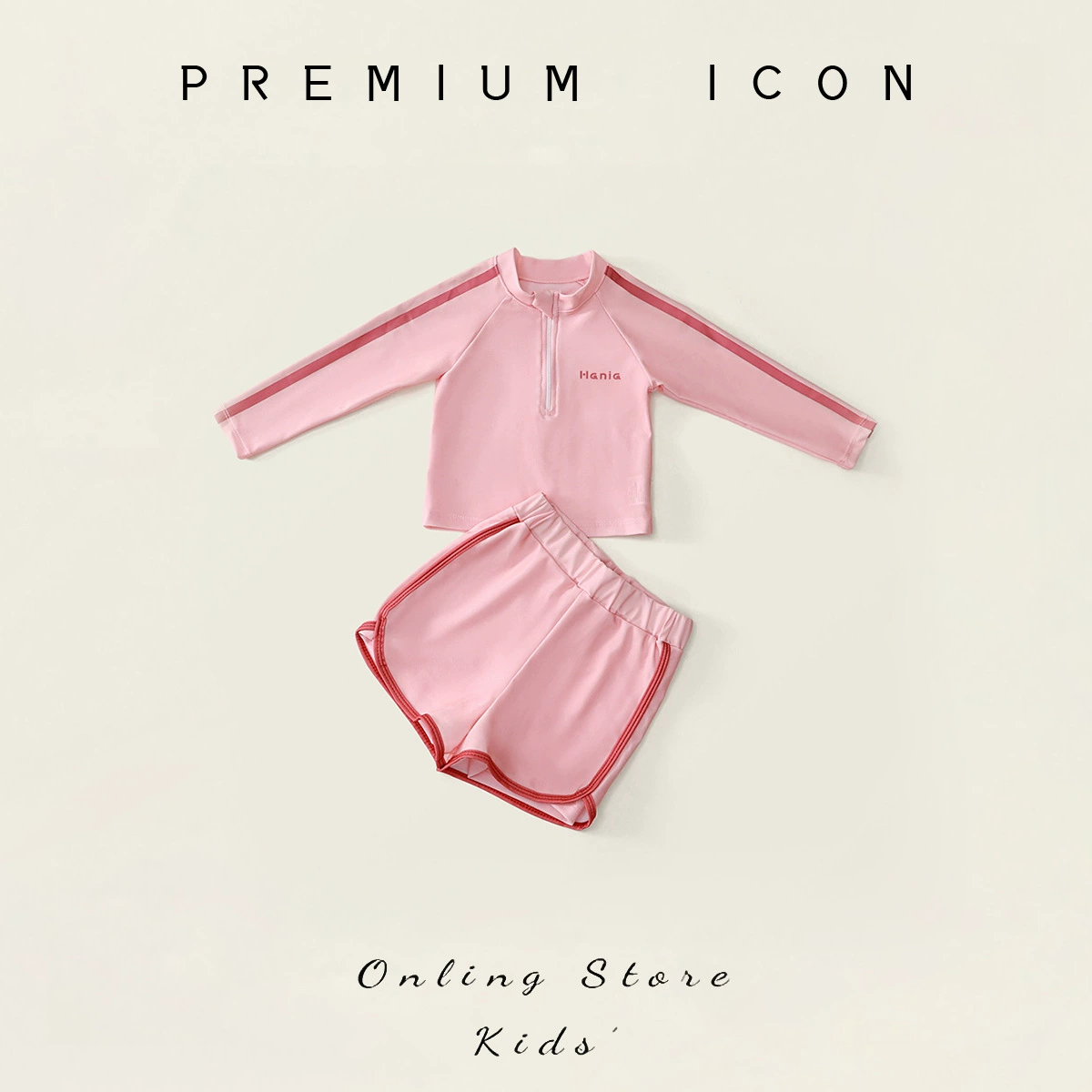 Купальник с длинными рукавами для девочек, лето 2025, новый стиль, повседневный спортивный купальник, комплект из двух предметов для детей маленького и среднего размера, дропшиппинг