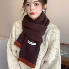 秋冬氛围感多巴胺撞色围巾女时尚保暖学生厚围脖护颈防寒2025新款