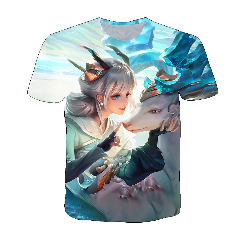 Camiseta de manga corta con estampado digital bidimensional de verano 3d verano para adolescentes y niños juego de gloria para hombres