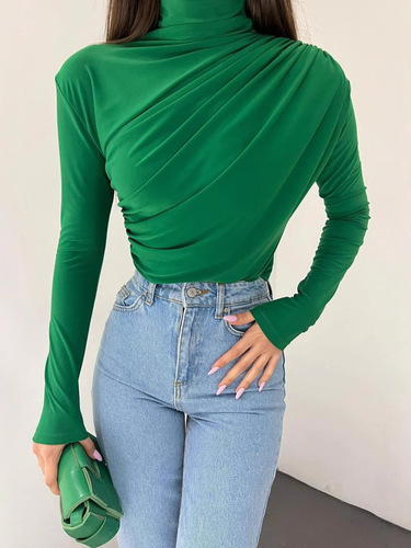 European and American autumn and winter new style long-sleeved bottomed shirt, top, slim T-shirt, women's casual and all-matching