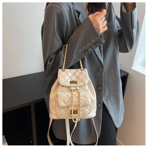 韩版轻奢小香风菱格链条包包女秋季新款时尚双肩包百搭单肩包