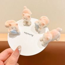 可爱小猫吃鱼发夹植绒可爱少女心侧边刘海夹鸭嘴夹卡通bb夹发饰女