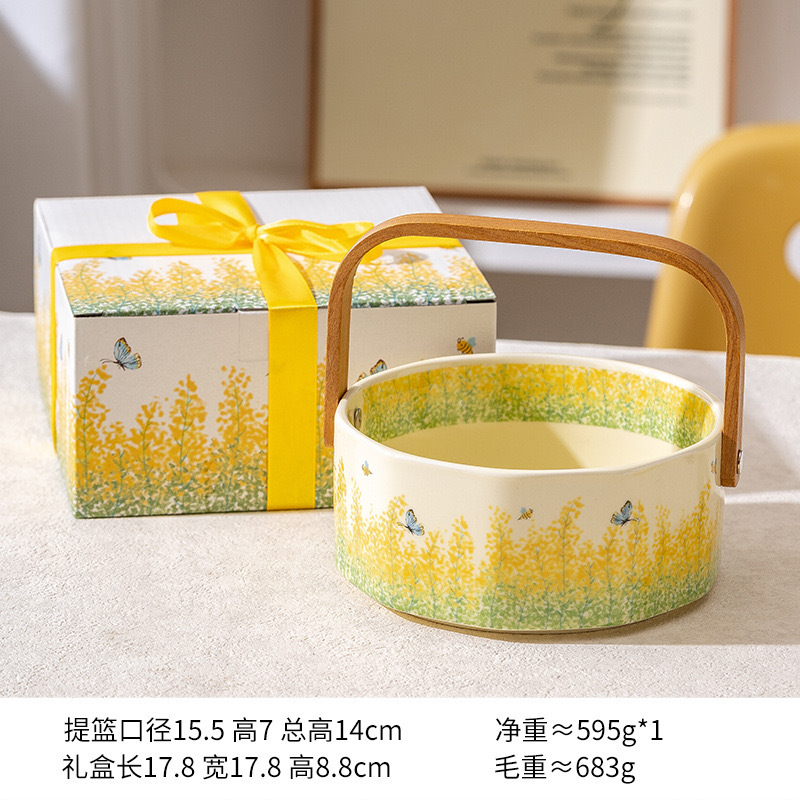 Cerámica retrógrada portátil bandeja de frutas casera de bocadillos dulces caja de frutas de lujo de alta gama exquisita cesta de frutas de nueces de lujo platos de bocadillos