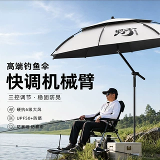 钓鱼伞新款户外专用钓鱼遮阳伞加厚黑胶防晒防暴雨拐杖大钓伞批发