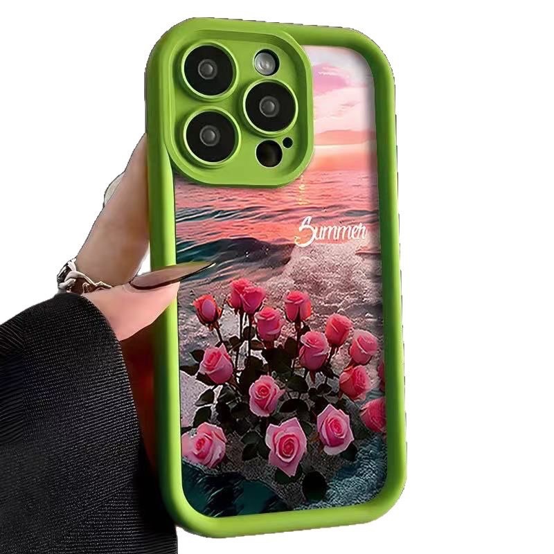Funda para Teléfono Sunset Rose Compatible con Apple 17 Promax, Estilo Japonés y Coreano, iPhone 16/15/14, Estilo Europeo y Americano 13
