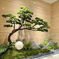 ハイエンド模擬松、屋内窓階段、緑の植物造園、黒松、パラリソノス、大型造園人工樹木