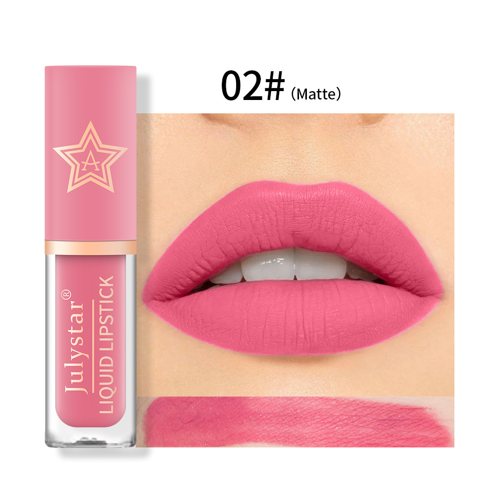 Smalto per labbra a forma di stella opaca tridimensionale naturale per trucco, tazza idratante, a lunga durata, sbiadita e non macchiante_voghion.com
