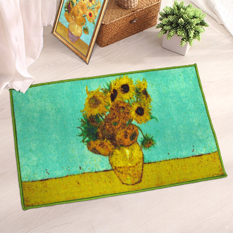 One piece On behalf of Jebsen carpet Mat wholesale van gogh Starry night Sunflower Abstract Oil Painting Mat Door mat non-slip