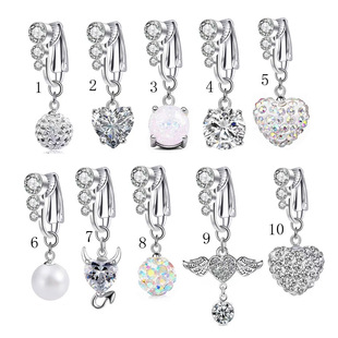 European and American cross-border goods three diamond navel clip punch-free Pearl navel ring heart-shaped ball diamond-embedded navel buckle jewelry