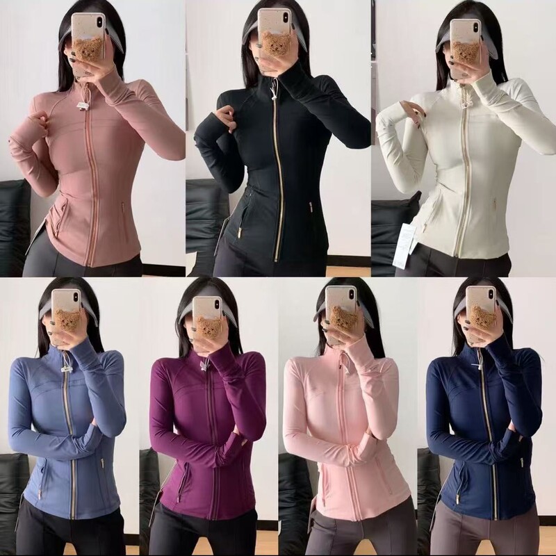 High Version Lulu Yoga Wear Defina Same Style Sports Jacket Sun Protection Fitness Slimming Look Stand Collar Jacket for Women