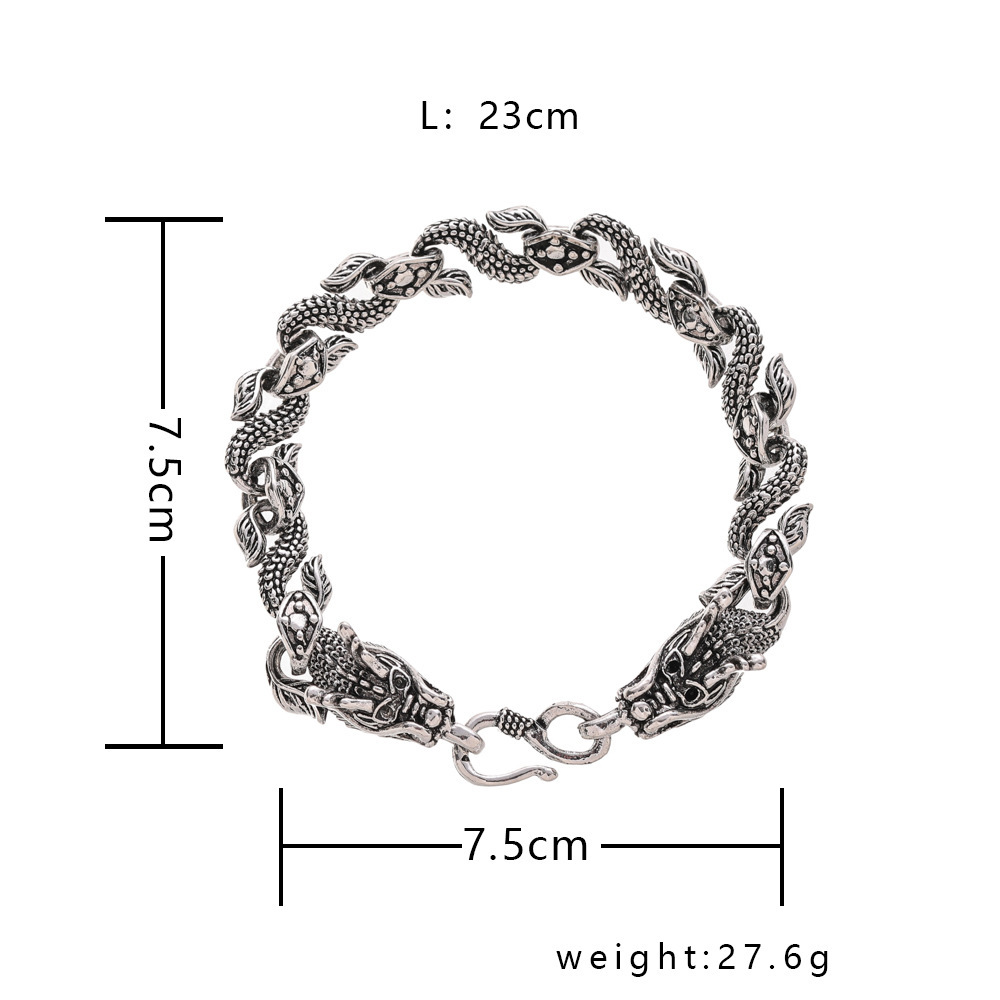 Retro Loong-shaped Carving Men's Bracelet display picture 1