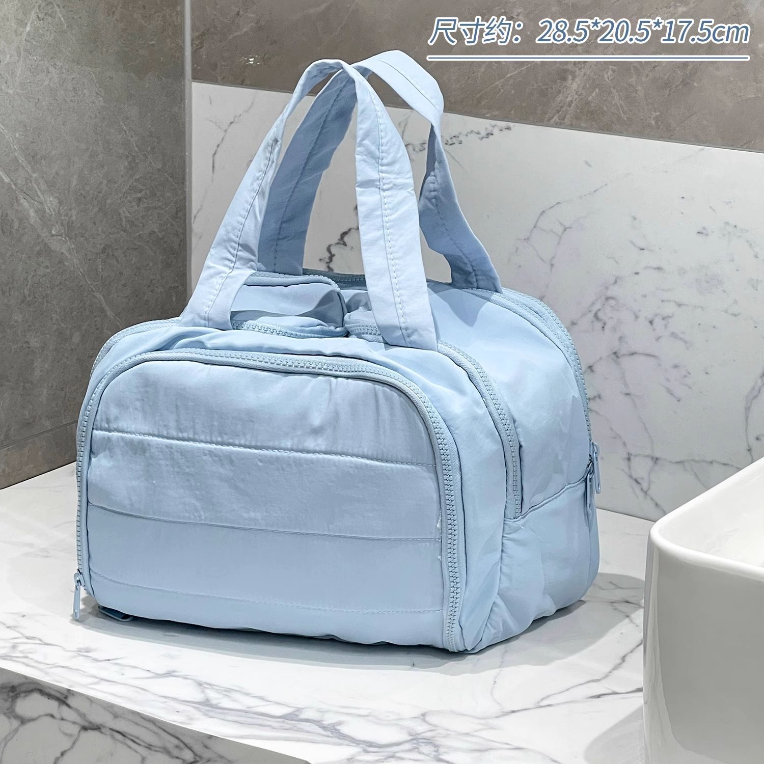 Bolso cosmético esponjoso de gran capacidad de doble ancho y cuatro abiertos 2025 nuevo viaje, lavado y viaje de negocios, almacenamiento de partición multifuncional