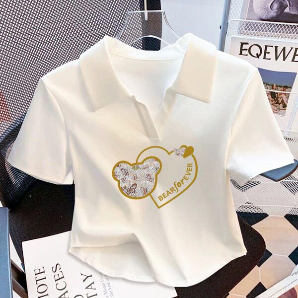 Cotton summer elegant short short sleeve T-shirt