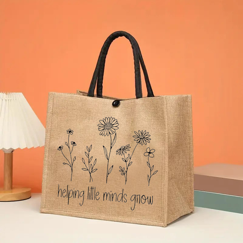 Bolsa de arpillera Spot centro comercial mismo estilo bolso de regalo literario bricolaje lino yute bag cremallera lona bag