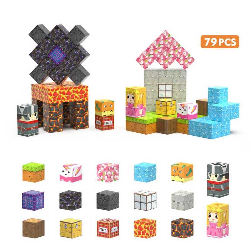 新しいマインクラフトブロックビルディングブロックセットモデル磁気ブロック男の子のおもちゃゲームマグマプリンセスクロスボーダー|undefined