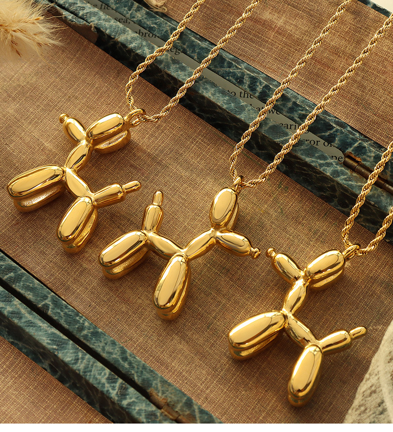 French dog pendant clavicle chain titanium steel necklace choker