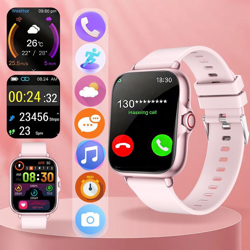 Popular Gt2 Cross-Border Smart Sports Watch with Heart Rate Monitoring, Bluetooth Calling, Information Prompts, Music, Camera Control Bracelet