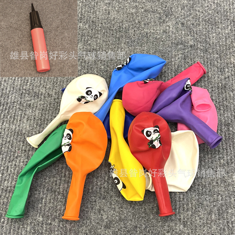 Panda Cartoon Balloon Thickened Latex Eating Bamboo Kindergarten School Shopping Mall Children's Push Activities Small Gifts