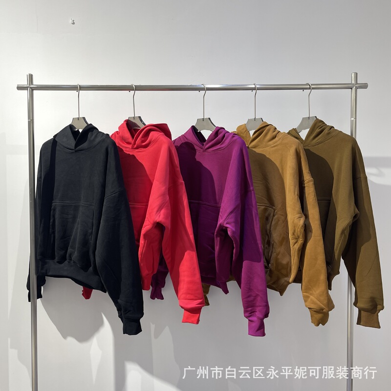 Heavy Weightweight Double Layer Kanye Kanye Joint Yzy Pure Color Sweatshirt European and American Hip-Hop Boxy Loose Hoodie Men's Cross-Border Heavy Weightweight Double Layer Kanye Kanye Joint Yzy Pure Color Sweatshirt European and American Hip-Hop Boxy Loose Hoodie Men's Cross-Border