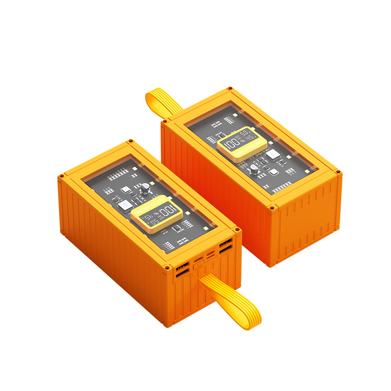 Popular armadura transparente pantalla digital carga rápida contenedor banco de energía multi-puerto 50000mAh gran capacidad fuente de alimentación móvil