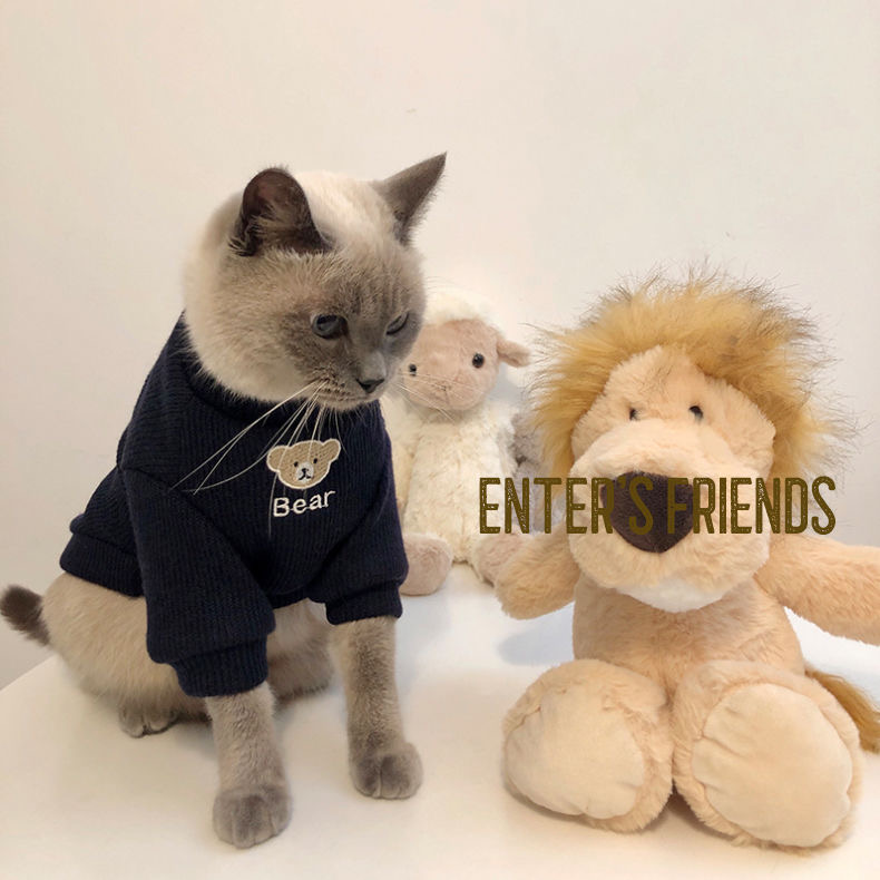고양이 옷 영어 짧은 여름 봄과 가을 애완 동물 개 새끼 고양이 인형 고양이 인형 고양이 옷 안티 헤어 얇은