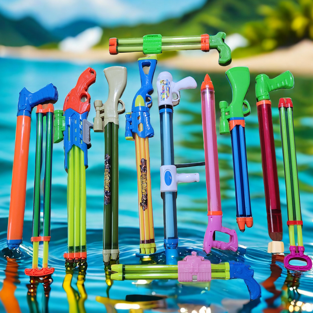 夏季玩具水枪水抢抽拉式漂流烟火花水枪批发地摊水抽夏日玩水玩具