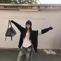实拍 2025秋季新款韩版韩系风宽松百搭简约针织衫慵懒风外套毛衣