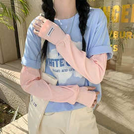 新款压皱冰丝防晒袖套女宽松大码时尚韩版潮褶皱夏季冰袖自产自销