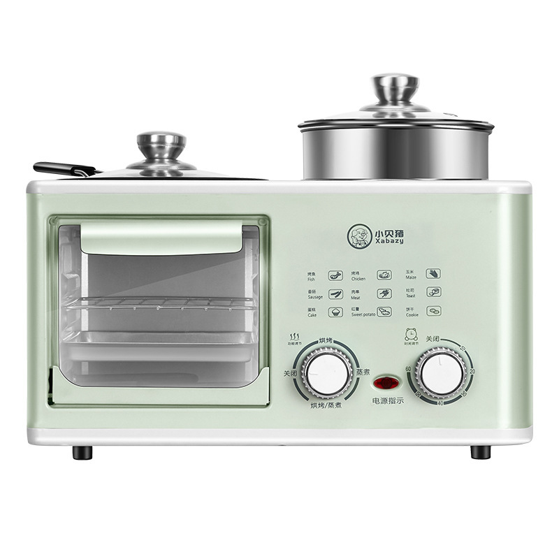 Xiaobeizhu 4-in-1 朝食マシン家庭用多機能ステーキトーストトースト揚げ物蒸し電気調理鍋|undefined