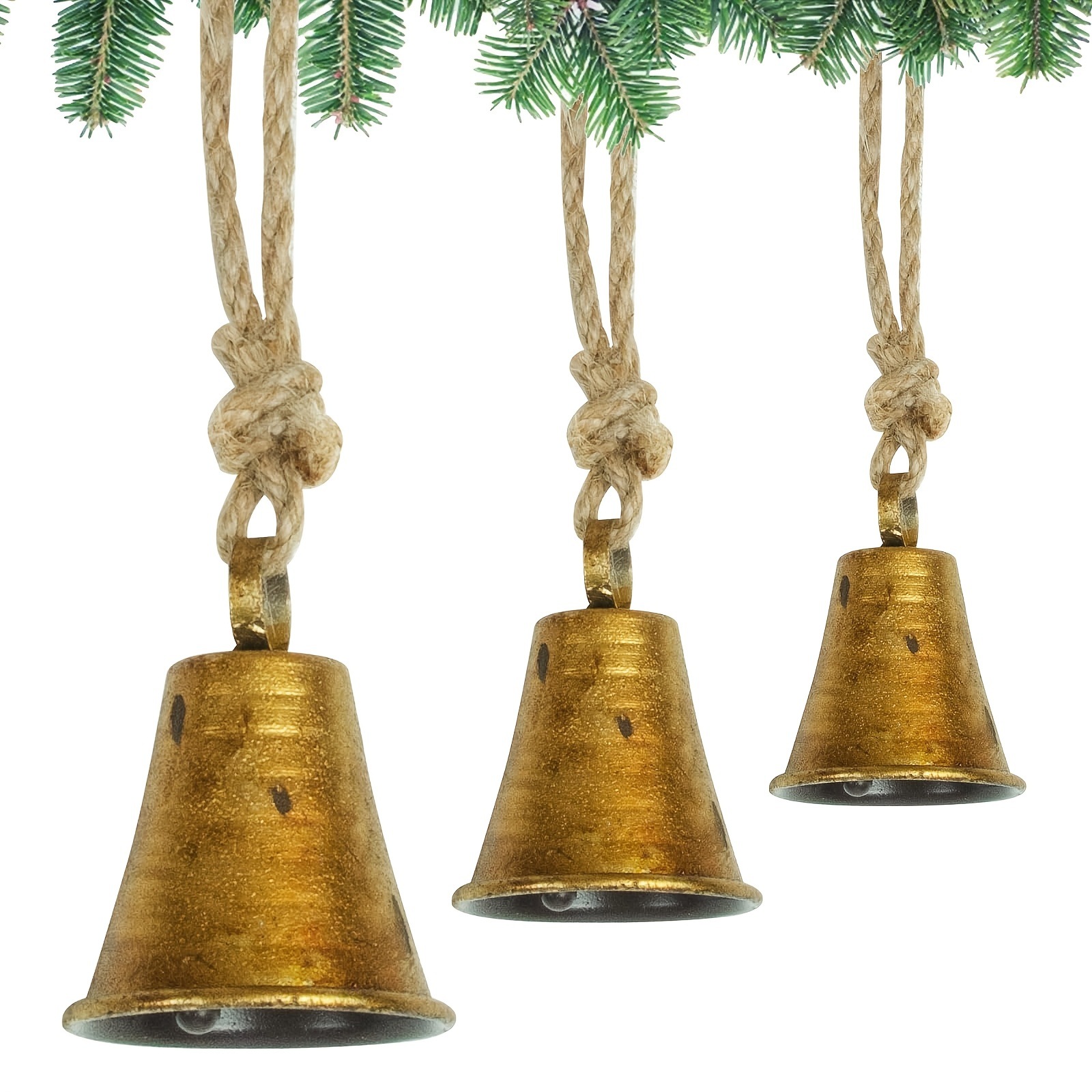 Cross-Border Temu Source Christmas Decoration Handmade Metal Bell Christmas Tree Pendant Home Holiday Ornaments Gift