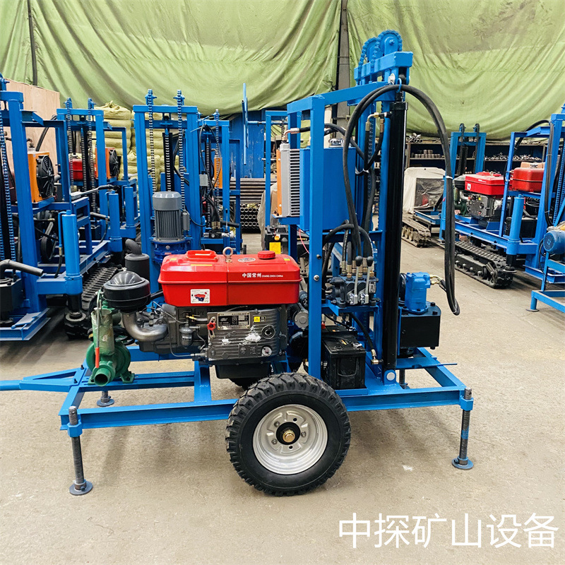 双缸柴油液压打井机 150米农田灌溉钻井机 牵引轮式出口钻机