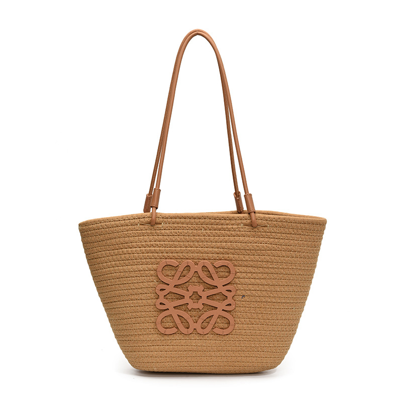 French Style Straw Bag For Women 2025 New Summer Beach Vacation Large Capacity Tote Basket Bag - Thumbnail 5