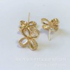 Copper golden earrings from pearl, 14 carat, flowered, silver 925 sample