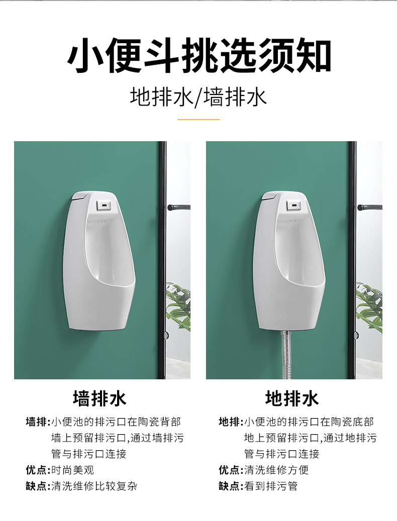 Wall-mounted floor-standing automatic sensor urinals, household ceramic urinals, men's urinals, adult urinals Item Picture