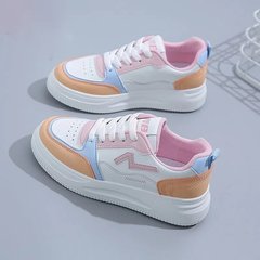 女性のためのファッショナブルなカジュアルスニーカー 2025 春と秋のカラーブロックレースアップカジュアル白靴キャンパススタイル学生アウタースポーツシューズ