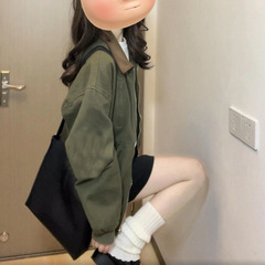 美式复古撞色拼接夹克外套女2025春秋新款设计感小众Polo领棒球服