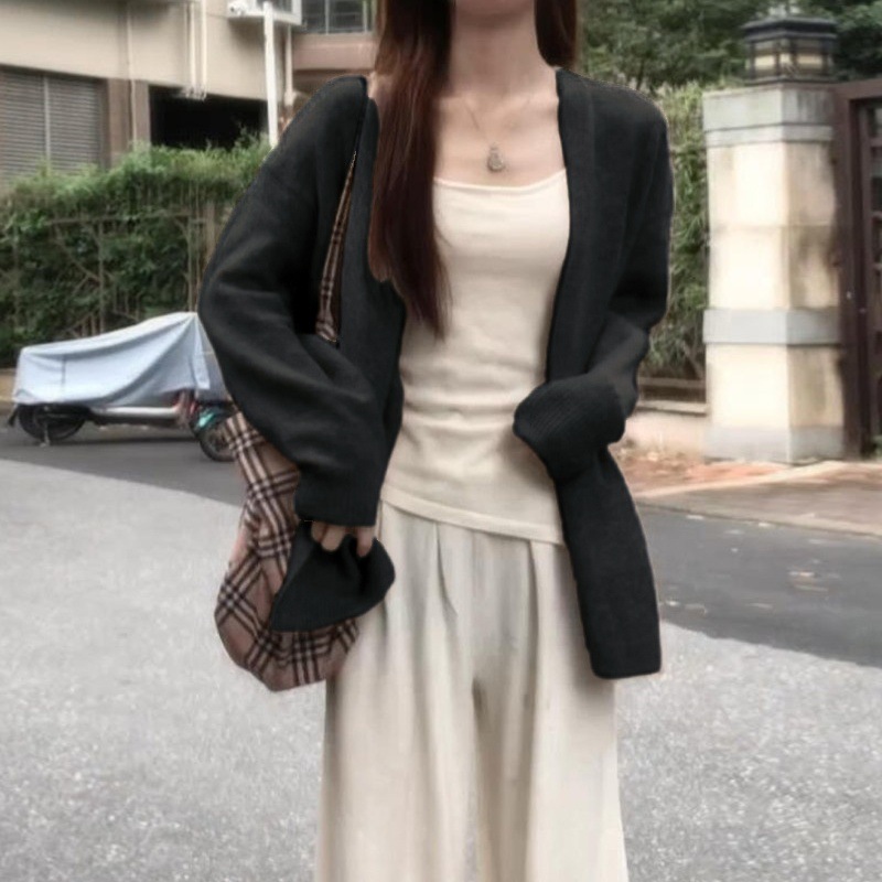 2025韩系chic慵懒风毛衣女早春秋冬宽松新薄小个子针织开衫外套衣|undefined